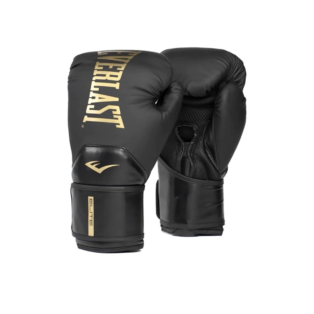 Everlast Elite Pair of Hook and Loop Training Boxing Gloves Black 14 Ounces NEW